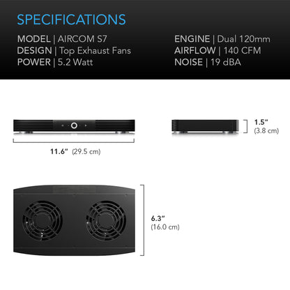 AC INFINITY AIRCOM S7, RECEIVER + AV COMPONENT COOLING FAN SYSTEM, TOP EXHAUST 12" AI-ACS7