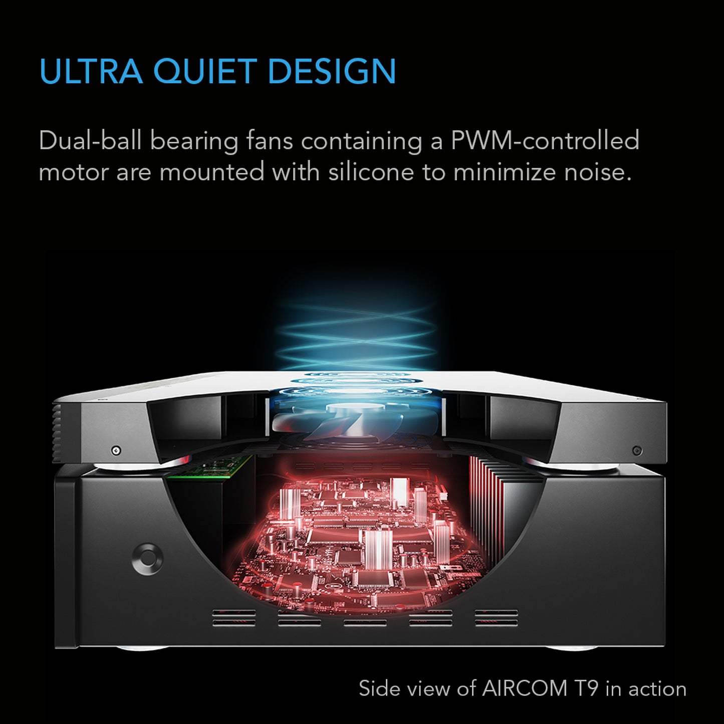 AC INFINITY AIRCOM S9, RECEIVER + AV COMPONENT COOLING FAN SYSTEM, TOP EXHAUST 17" AI-ACS9