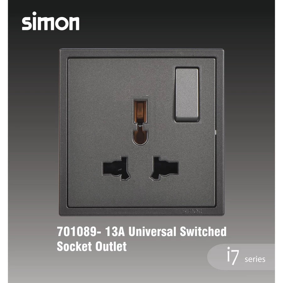 SIMON I7 SERIES SWITCHES & SOCKET OUTLET (GRAPHITE BLACK)