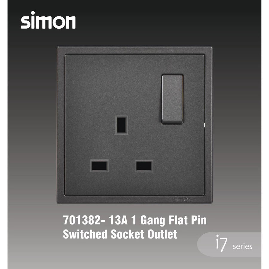 SIMON I7 SERIES SWITCHES & SOCKET OUTLET (GRAPHITE BLACK)