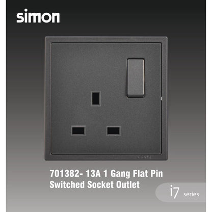 SIMON I7 SERIES SWITCHES & SOCKET OUTLET (GRAPHITE BLACK)