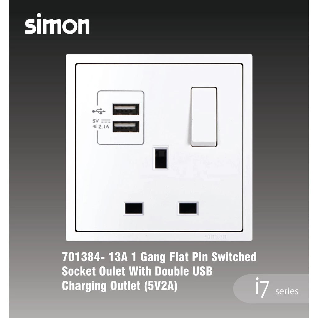 SIMON I7 SERIES SWITCH / SWITCHES & SOCKET OUTLET (MATT WHITE)