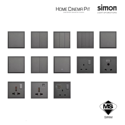 SIMON I7 SERIES SWITCHES & SOCKET OUTLET (GRAPHITE BLACK)